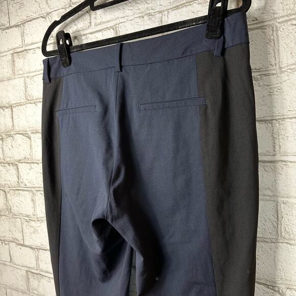 Vince Pants Wool Trousers Colorblock Contrast Skinny Ankle Navy Blue Black 6 - Picture 5 of 9